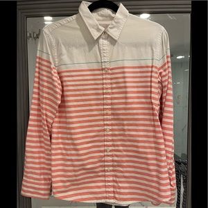 banana republic striped oxford shirt in pink and white, size M